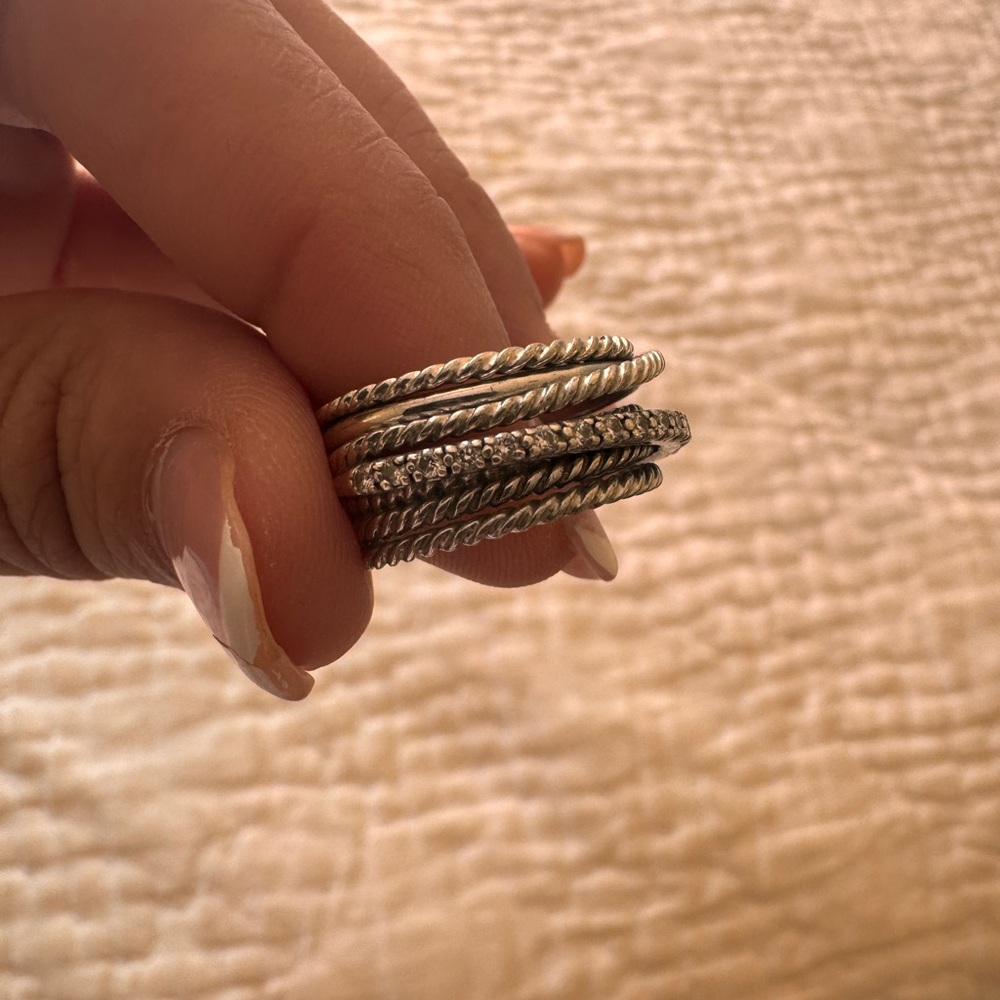 David Yurman Silver Twisted Rope Ring - Picture 7 of 8